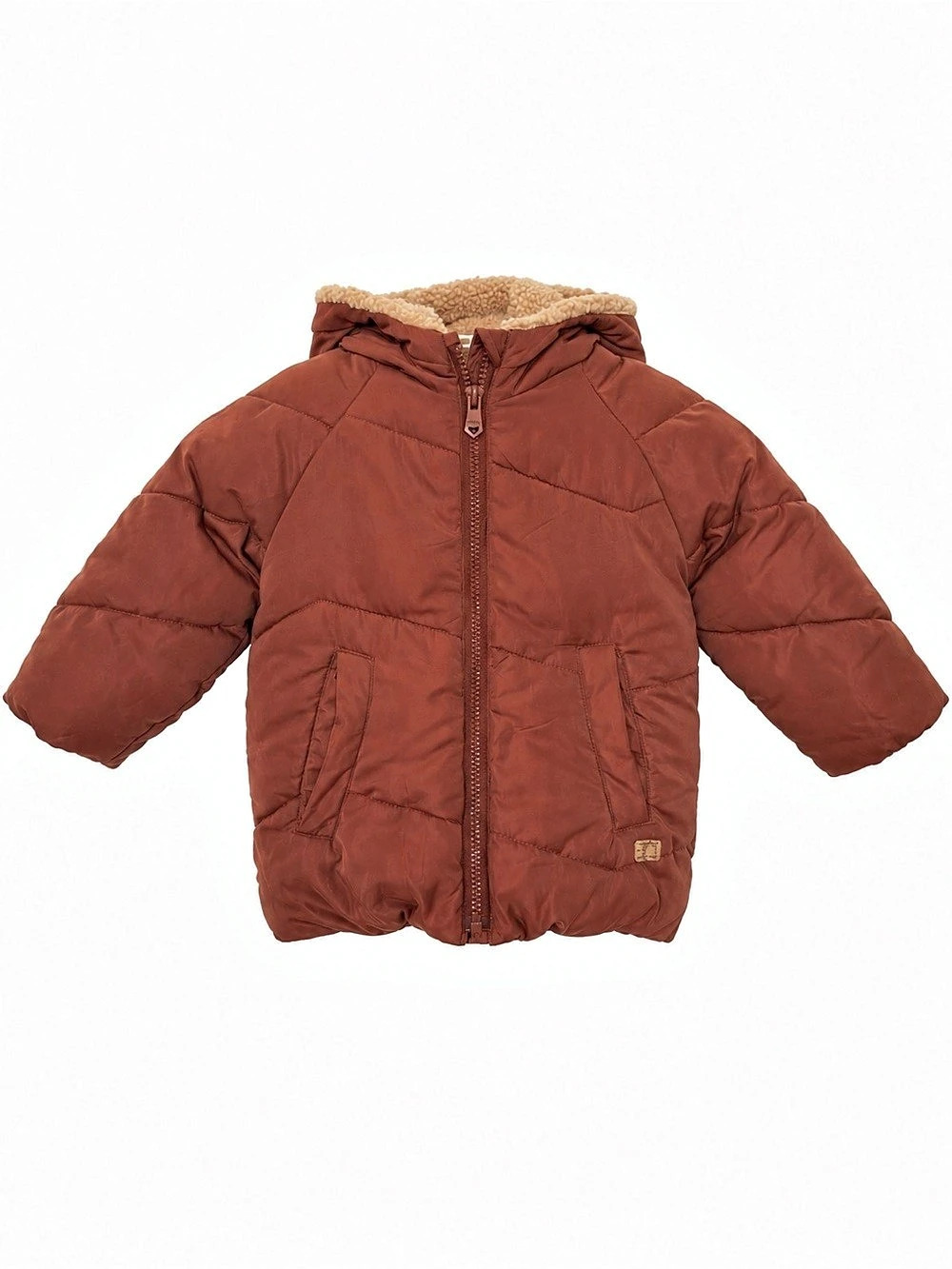 Zara Baby Rust Brown Sherpa Lined Puffer Bear Ear Hooded Jacket 18-24M